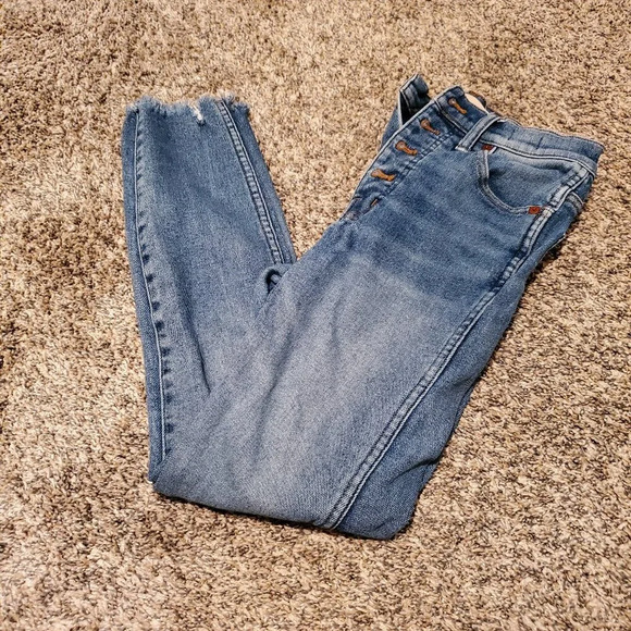 Madewell 10" High Rise Skinny Jeans Cordova Wash Button Front 26 - Picture 1 of 7